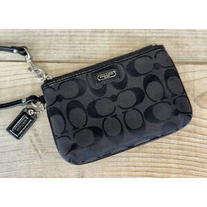 Coach Black Signature Jacquard Pouch Wristlet Wallet Bag